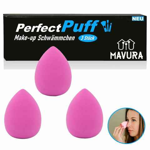 MAVURA Make-up Schwamm PerfectPuff Make Up Schwamm Schwämmchen Make-Up, Schminkschwamm Puderpuff Beautyblender Beauty Blender Puder [3er Set]