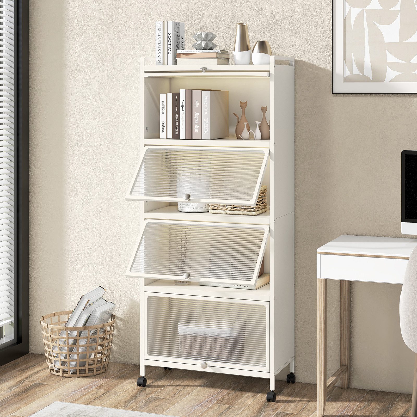 KOMFOTTEU Küchenregal auf Rollen, Küchenschrank Aufbewahrungsregal, mit 5 E günstig online kaufen