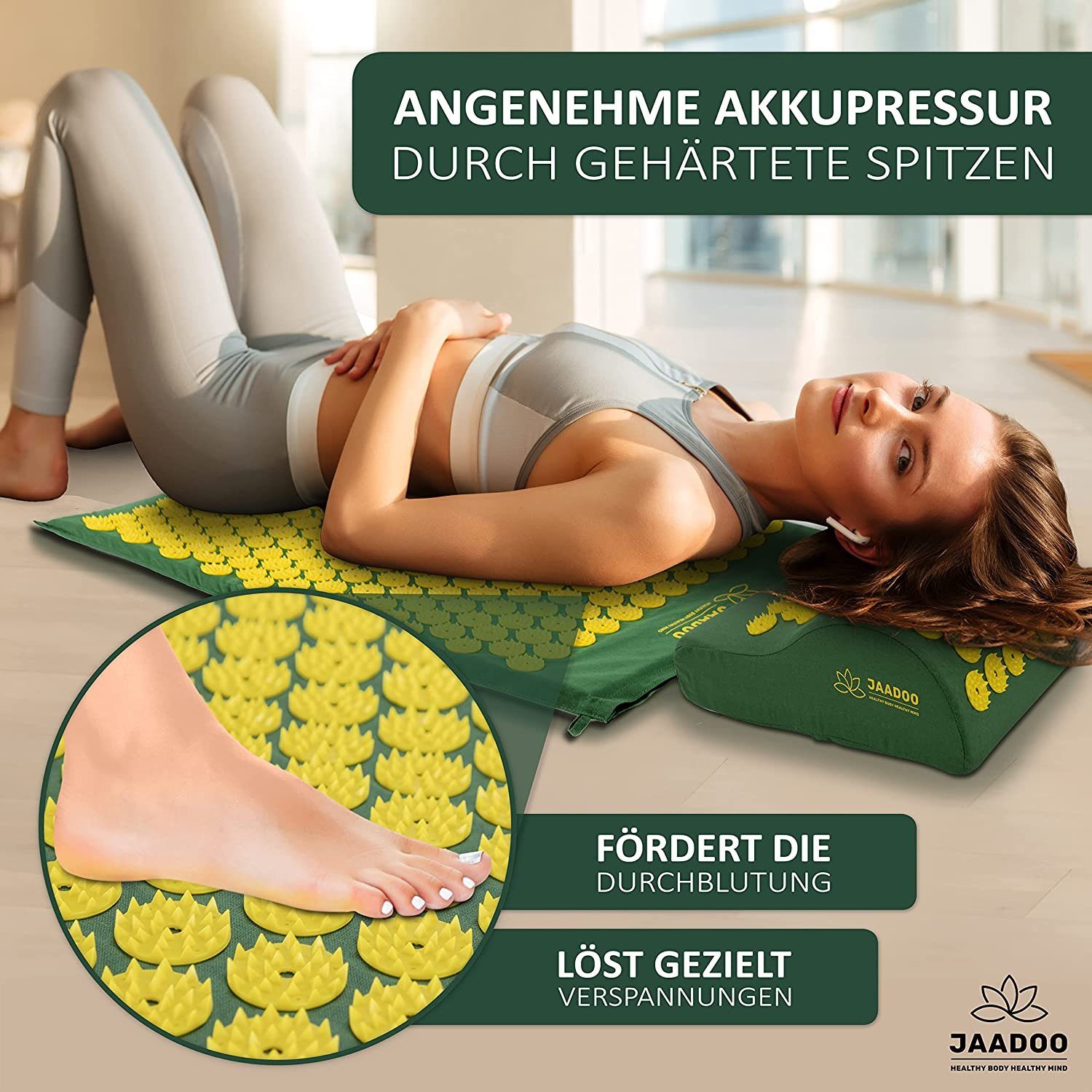 riijk Akupressurmatte Akkupressurmatte (Akupressurmatte mit Kissen und Tasche, Akupressurmatte, Kissen & Tasche), Akupressurmatte mit Kissen & Tasche