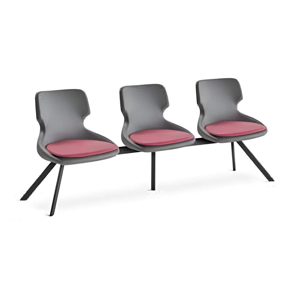 Xlmoebel Besucherstuhl Schwarzer Bordeaux Bürostuhl aus Leder mit Edelstahlgestell (3er-Set, 1 St), Made in Europa