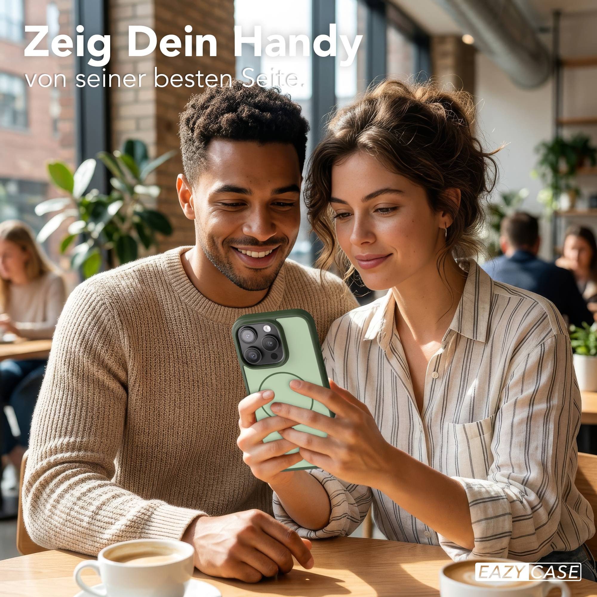 EAZY CASE Handyhülle Slim Outdoor MagSafe Case für Apple iPhone 16 Pro 6,3 Zoll, Outdoor Case mit Magnetring & sicherem Halt in Dunkelgrün