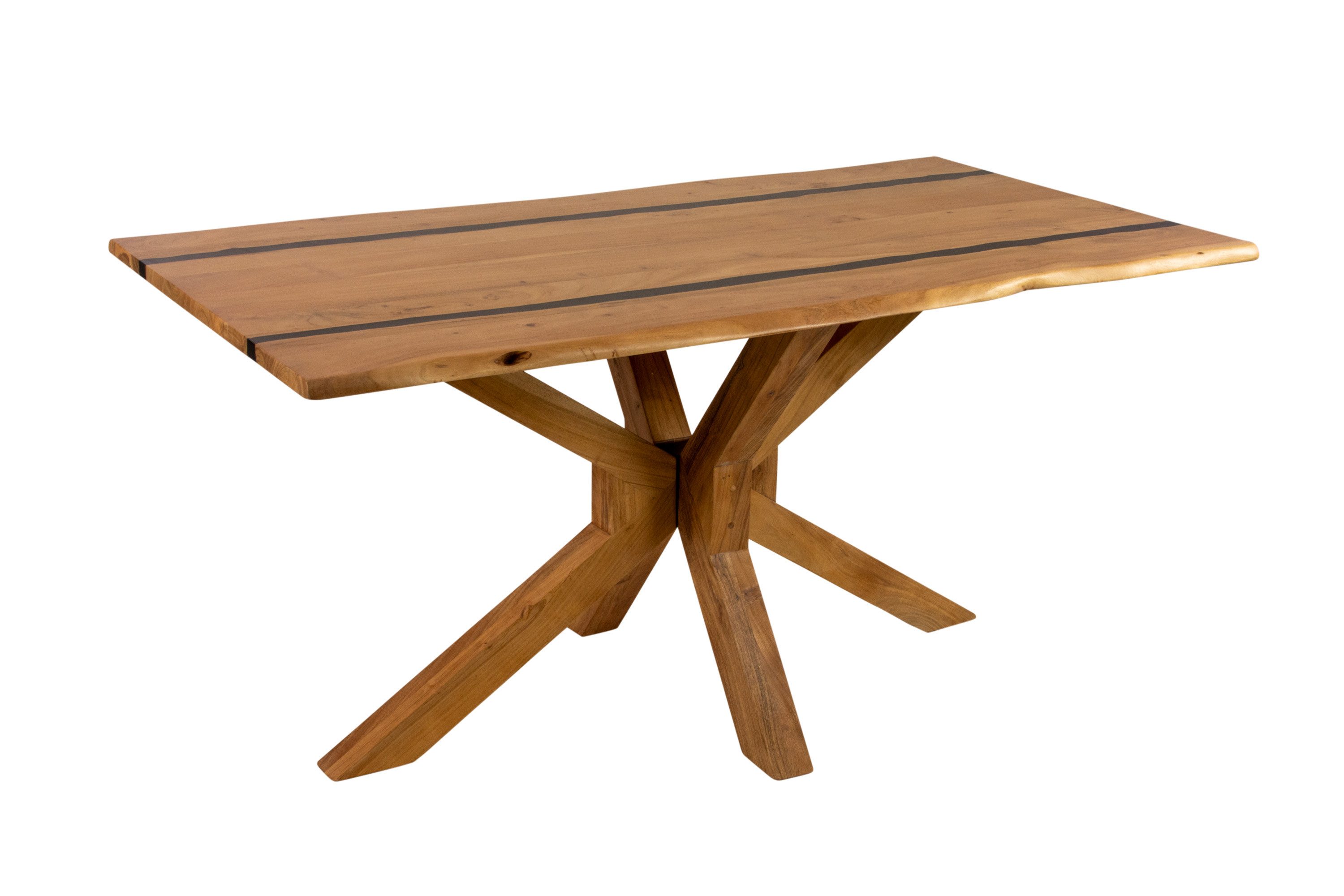 SAM® Esstisch Pietra, Akazienholz, echte Baumkante oder Schweizer Kante, Spider-Gestell