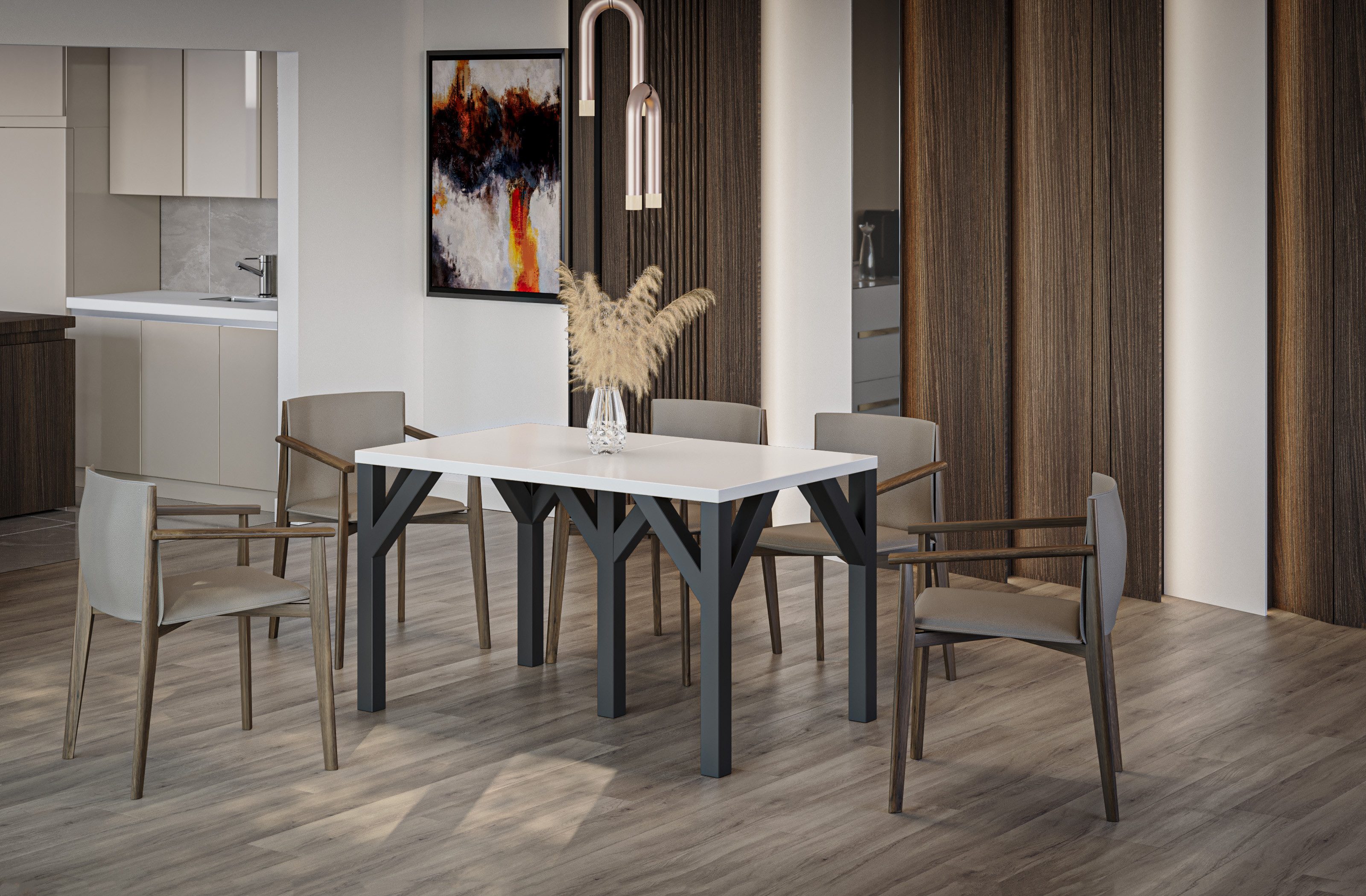 Endo-Moebel Kulissen-Esstisch XXL Dunaj 130-405cm ausziehbar erweiterbar extra groß 4m lang, für 10-12 Personen, breit, riesiger Designtisch, Funktionstisch modern