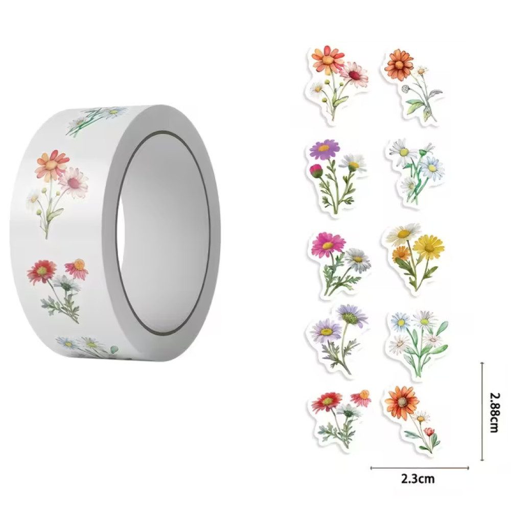 Ware aus aller Welt Sticker 500 Blumen Sticker Vintage, Floral Aufkleber 2,88 x 2,3 cm Basteln, (500-tlg)