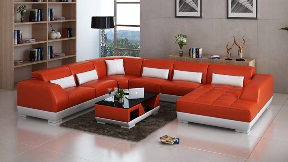 Ledersofa Sofa Couch JVmoebel Design Modern Ecksofa, Wohnlandschaft Eck Ecksofa