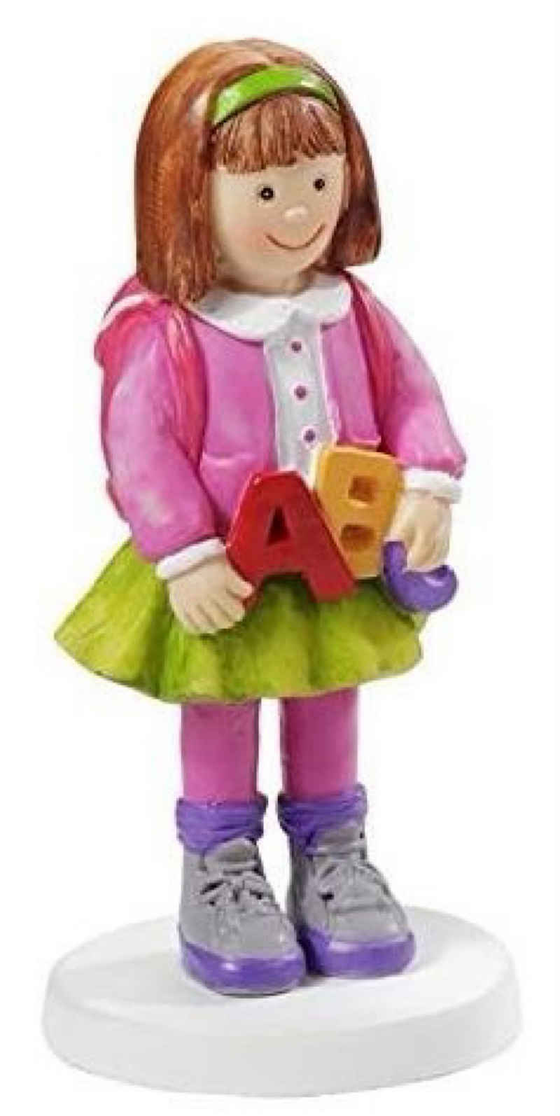 HobbyFun Dekofigur Mädchen mit Schulranzen und ABC, 8,5cm