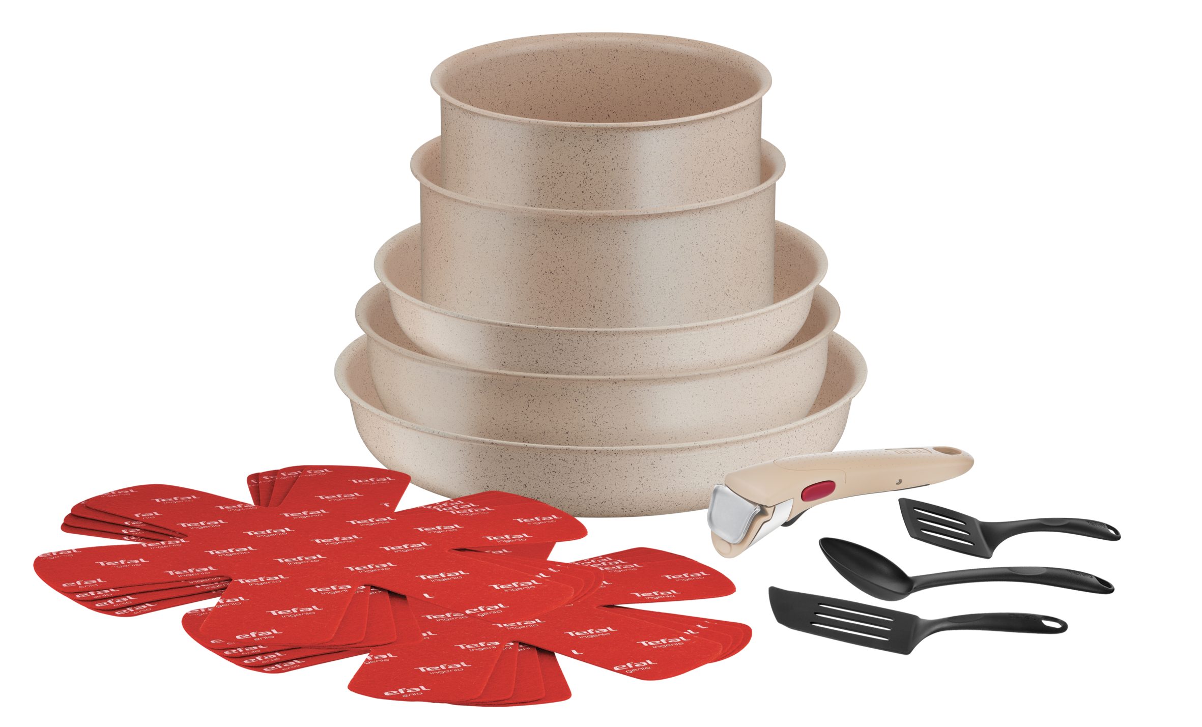 Tefal Pfannen-Set Ingenio Delight 17-teiliges Set, Aluminium (Set, 17-tlg), Platzsparend stapelbar, ideal für Camping und Wohnmobil