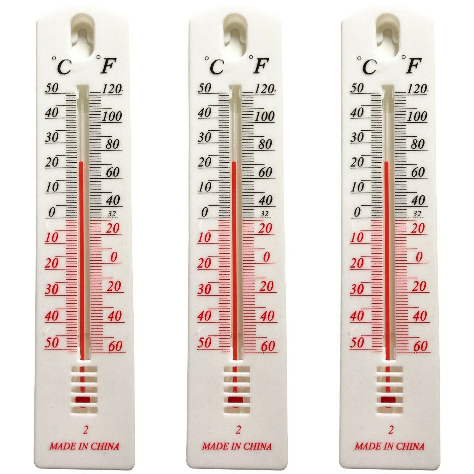 TSB Werk Raumthermometer 3x Thermometer Außen Innen Balkon Garten weiß, 3-tlg., Zimmer, Außenthermometer, Analog