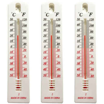 conkor Raumthermometer »3x Thermometer Außen Innen Balkon Garten weiß«, 3-tlg., Zimmer, Außenthermometer, Analog