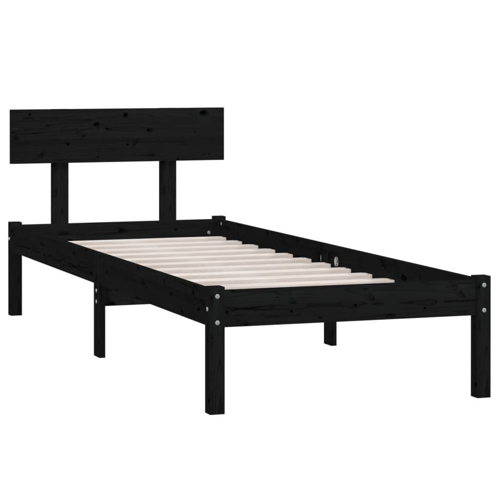 vidaXL Bett Massivholzbett Schwarz Kiefer 90x190 günstig online kaufen