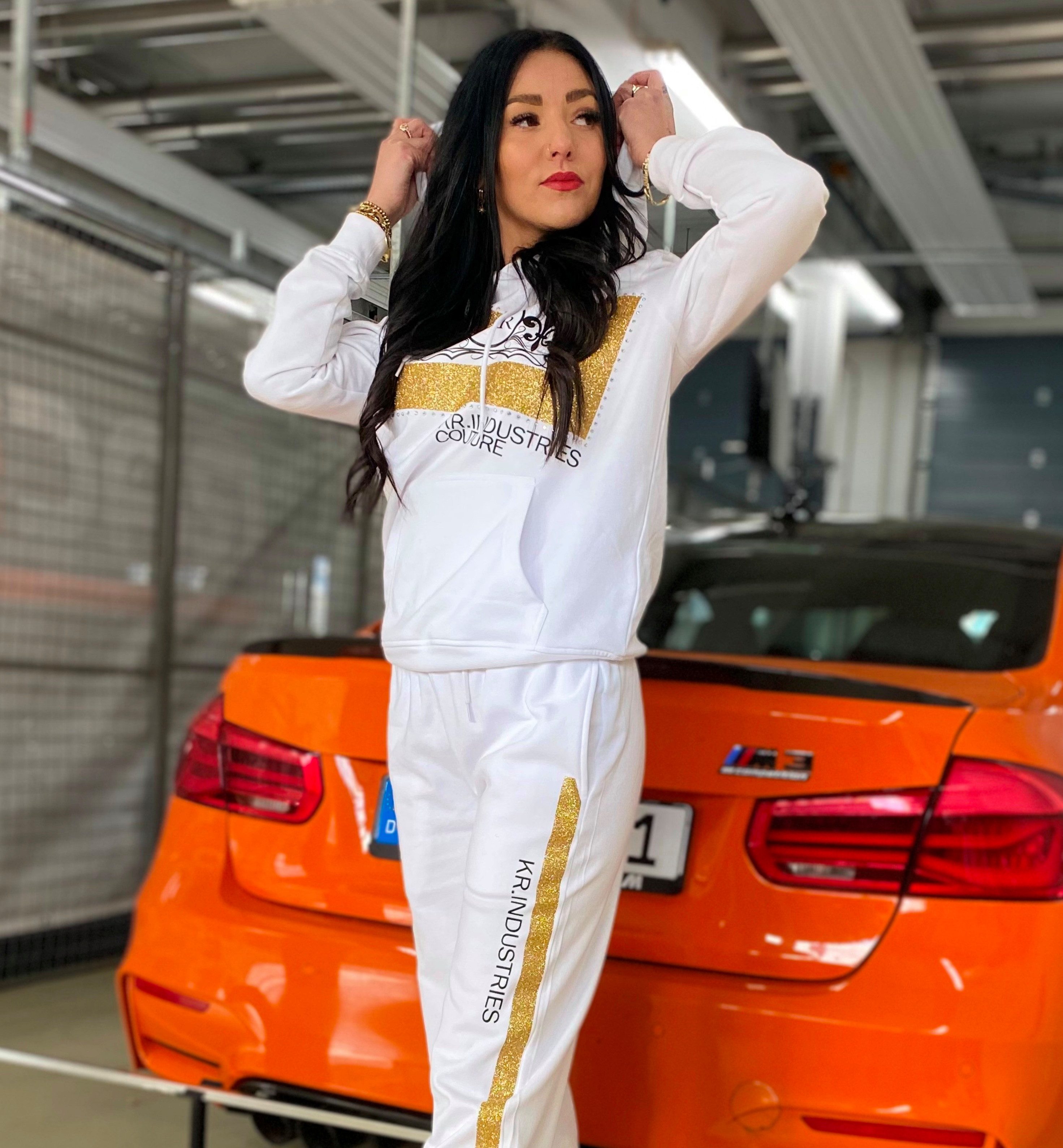 KR-Industries Freizeitanzug Set White (Set, Hoodie mit Jogpants), exklusiver Designeranzug