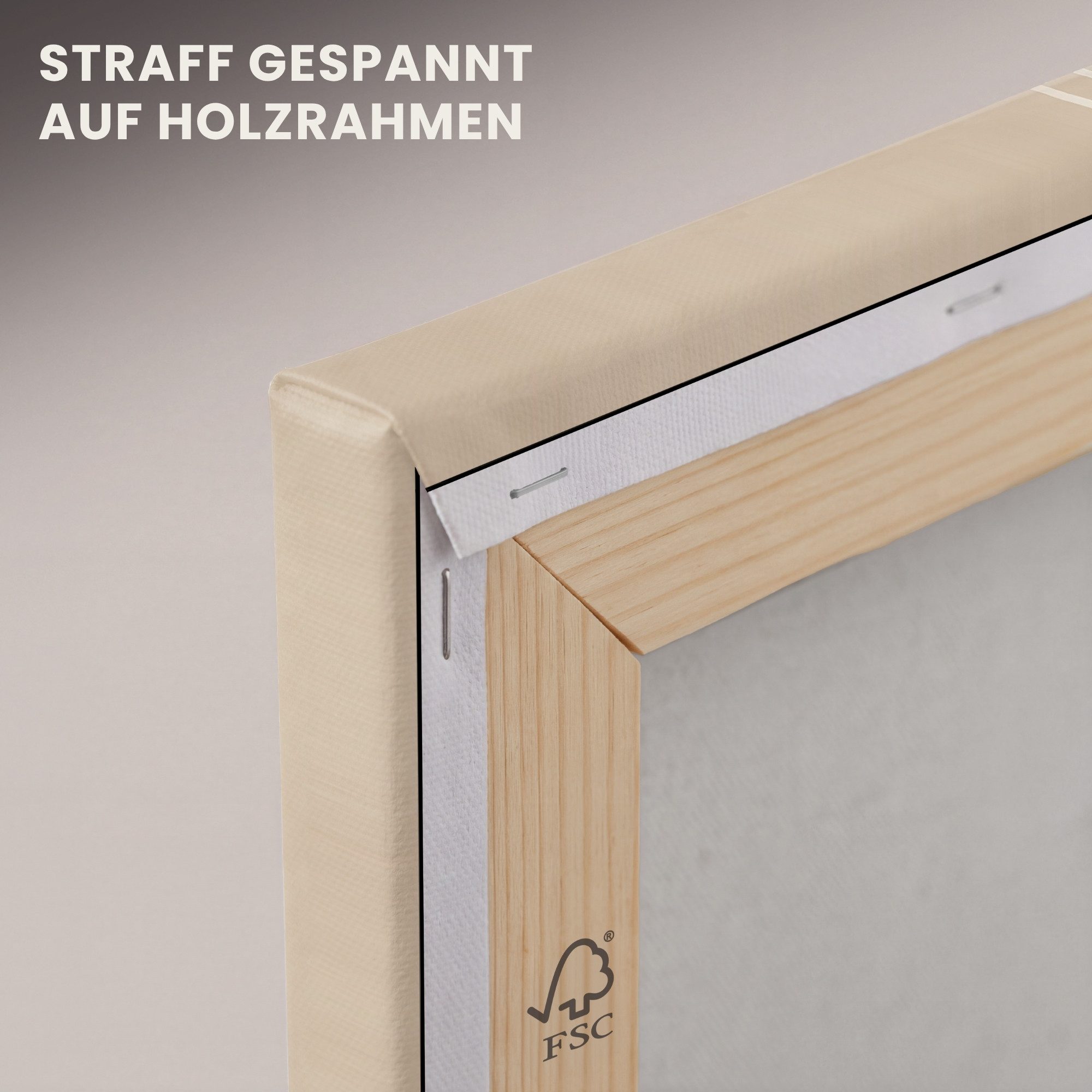 OneMillionCanvasses® Leinwandbild Parallele Linien - Leichte Textur - Beige, Fotodruck (1 St), Wandbild, Deko Schlafzimmer Wohnzimmer Flur 20x20 cm – Bild 5 von 5