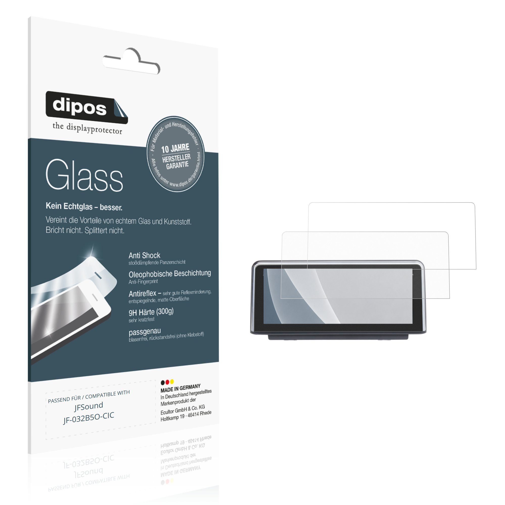 dipos Displayschutzfolie Schutzfolie für JFSound JF-032B5O-CIC, 2 Stück, Displayschutz Schutz Folie Made in Germany