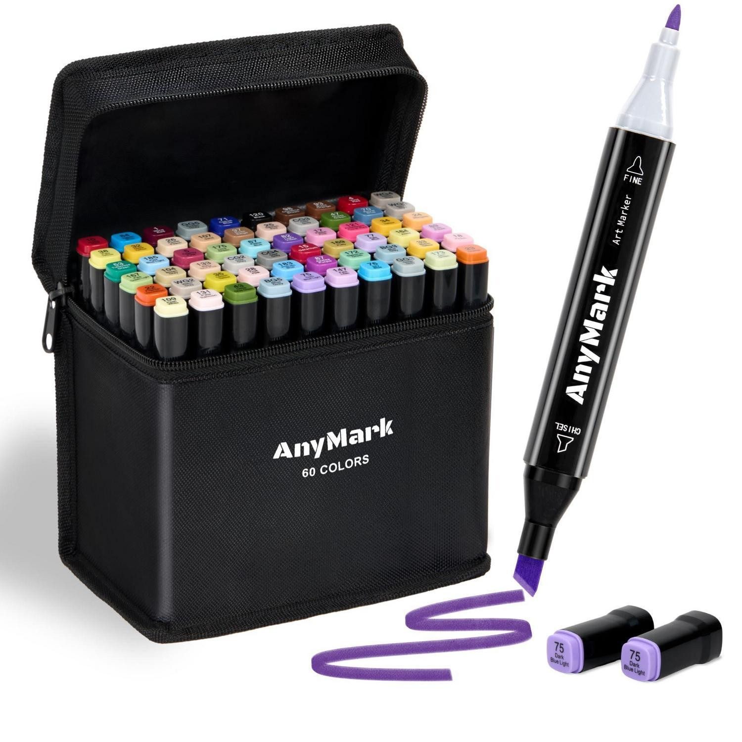 LuxusKollektion Marker Alkohol Marker Set, 60 Farben, Doppelspitze