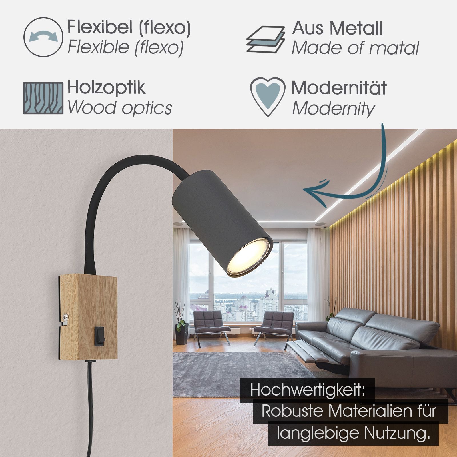 bmf-versand Wandleuchte Wandleuchten mit Kabel 2er günstig online kaufen