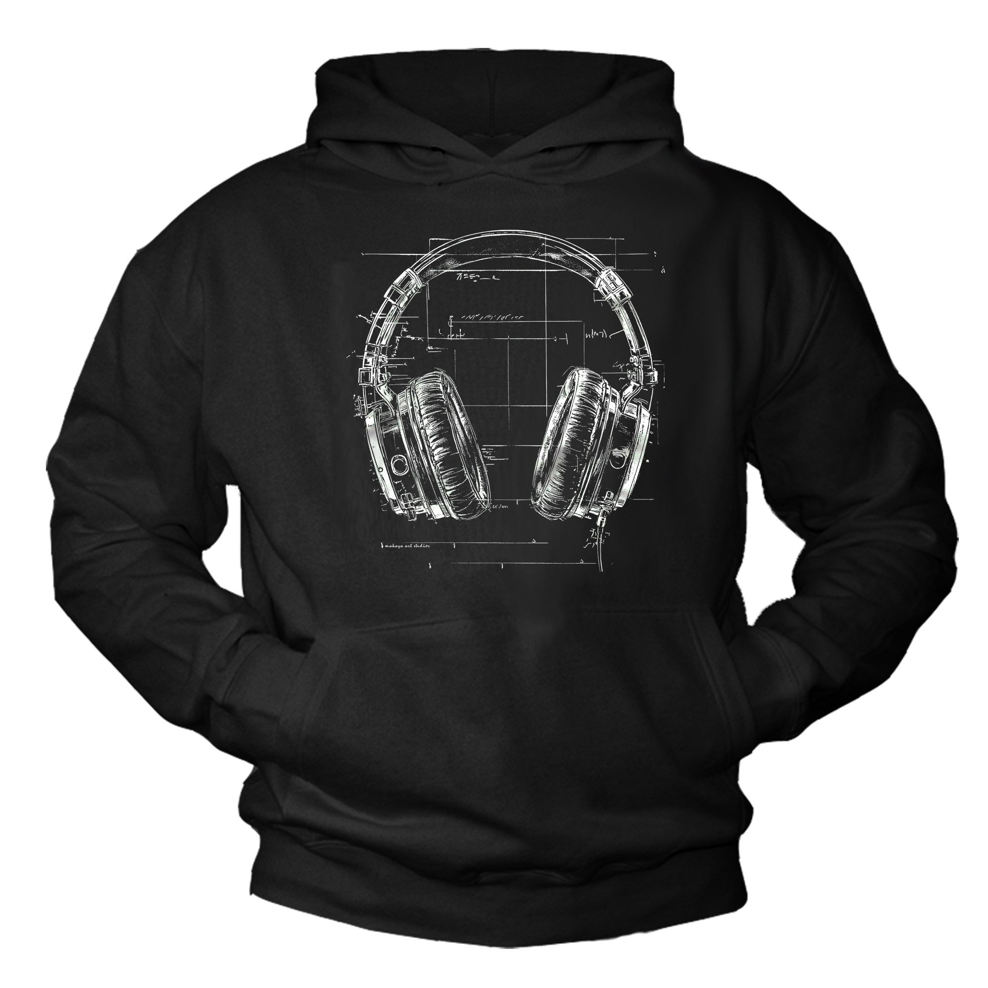 MAKAYA Kapuzenpullover Kopfhörer Musik Motiv Retro günstig online kaufen