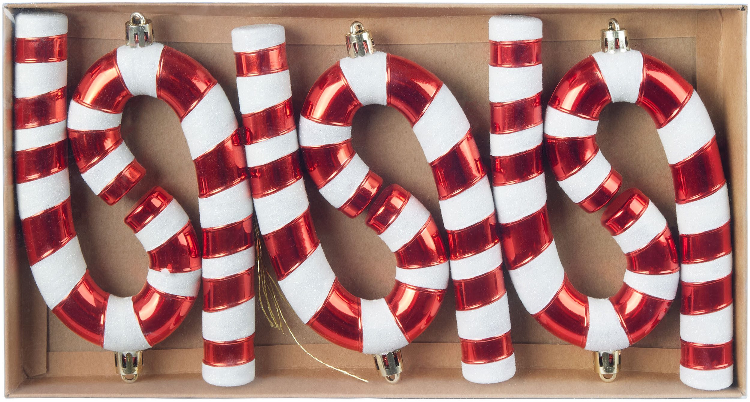 BRUBAKER Christbaumschmuck Baumschmuck Zuckerstangen - 6x Weihnachtsbaumschmuck zum Hängen (6-tlg), 14 cm Glitzer Weihnachtsdeko Anhänger aus bruchsicheren Kuns – Bild 5 von 5