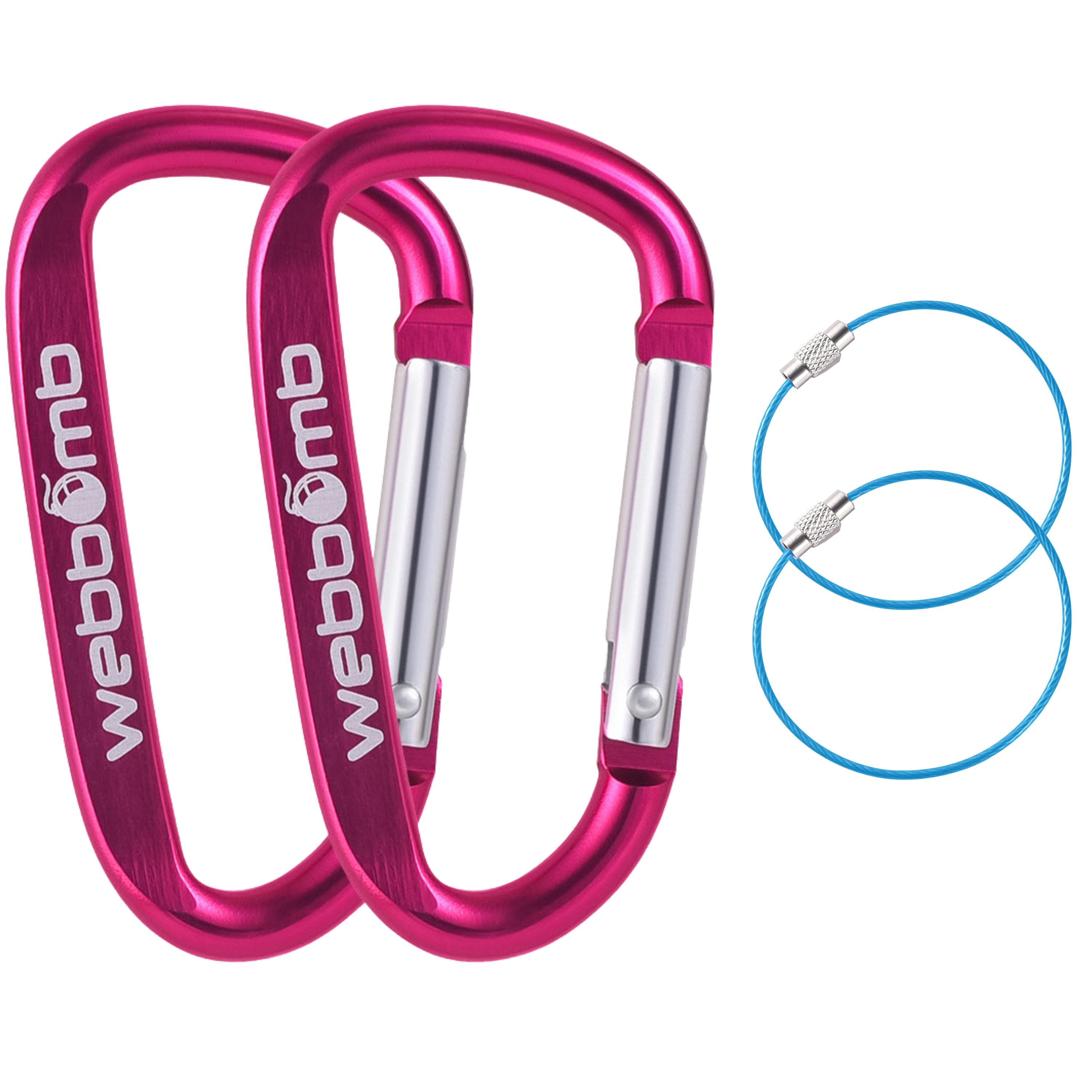 Karabiner 2x Alu Karabinerhaken 6,7cm D-Form mit Schlüsselring Schlüsselanhänger