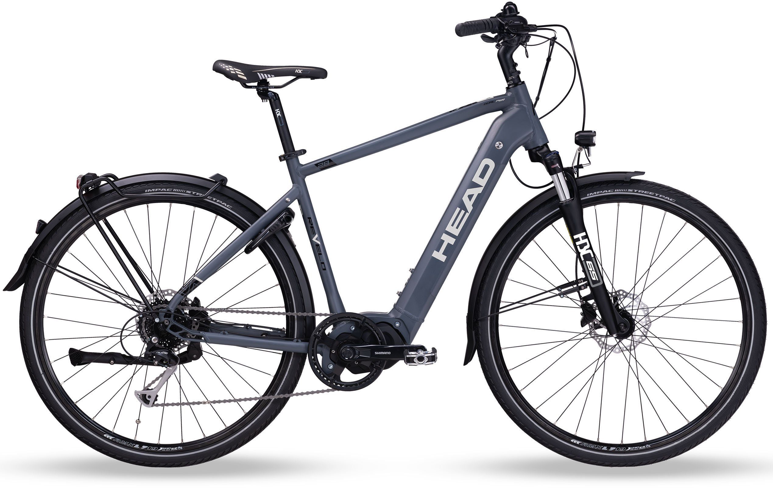 Head E-Bike e Revelo II, 9 Gang S-Ride RDM300 Schaltwerk, Kettenschaltung, Mittelmotor, 504 Wh Akku