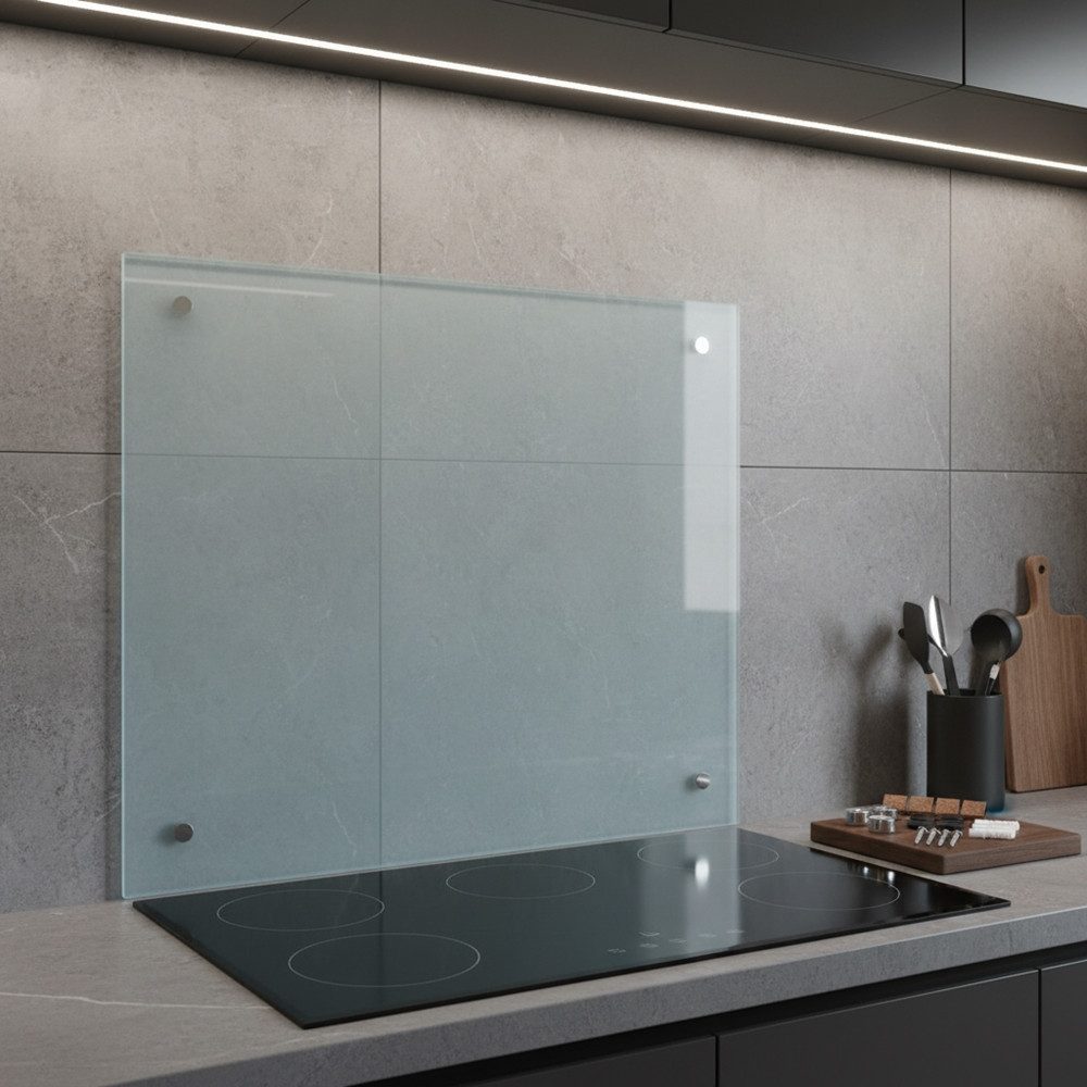 Melko Küchenrückwand Herdspritzschutz Glasrückwand Milchglas Fliesenspiegel 6mm Herdblende, (Stück), ESG Sicherheitsglas