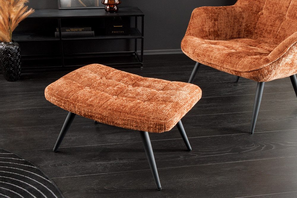 riess-ambiente Fußhocker SCANDINAVIA rostbraun/schwarz - Chenille Cremona, Metallbeine, modern (Einzelartikel, 1 St), gepolsteter Hocker - ideal für Schlaf-, Wohnzimmer, Garderobe & Sessel