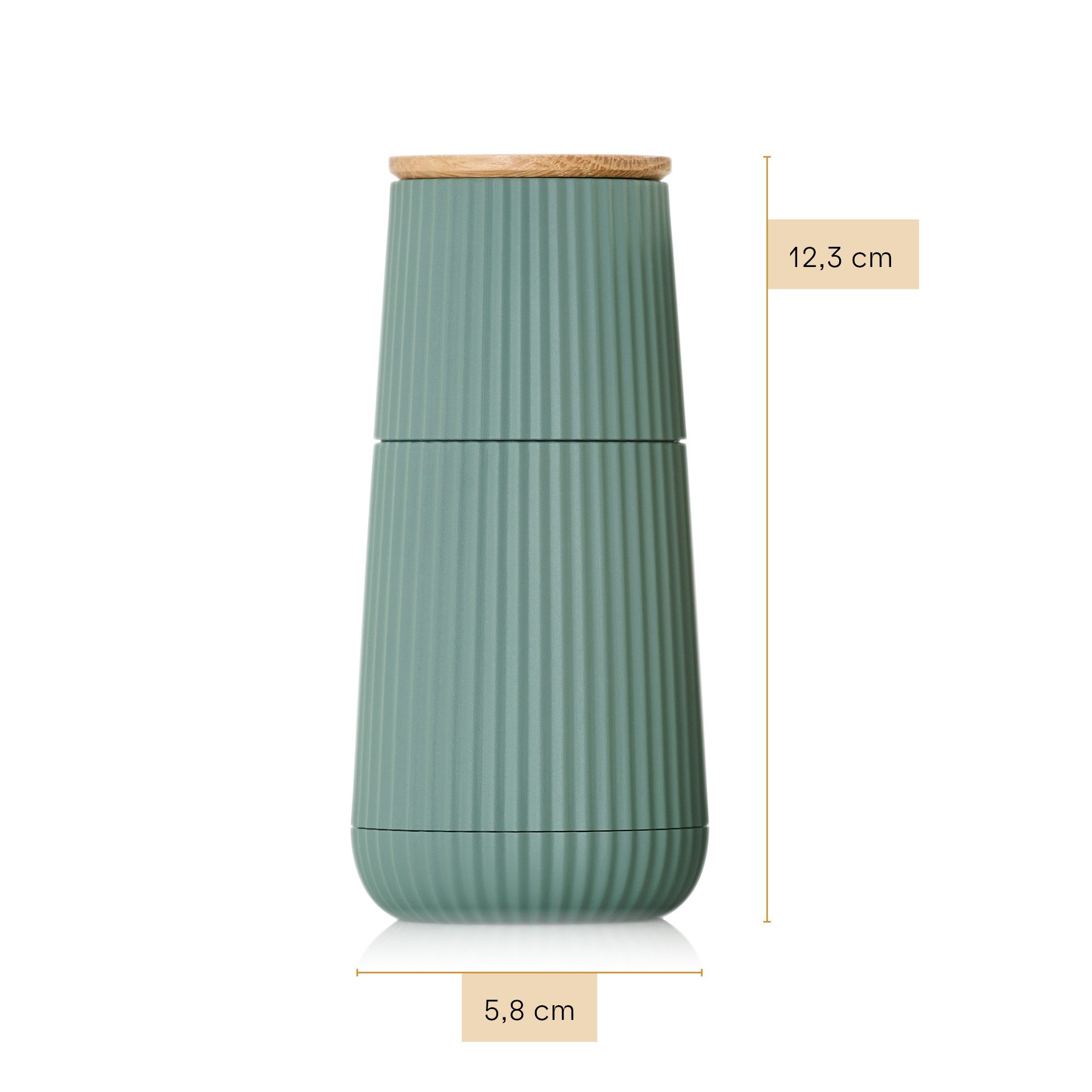 AdHoc Salz-/Pfeffermühle Scape im Zweier-Set manuell, (2 Stück), hochwertiges Keramikmahlwerk, exklusives Relief-Design, 12,3 cm hoch