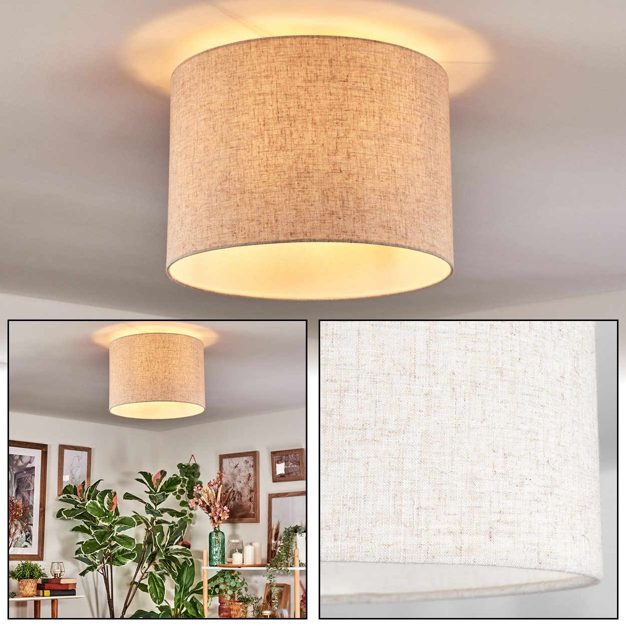hofstein Deckenleuchte Deckenlampe aus Metall/Stoff in günstig online kaufen