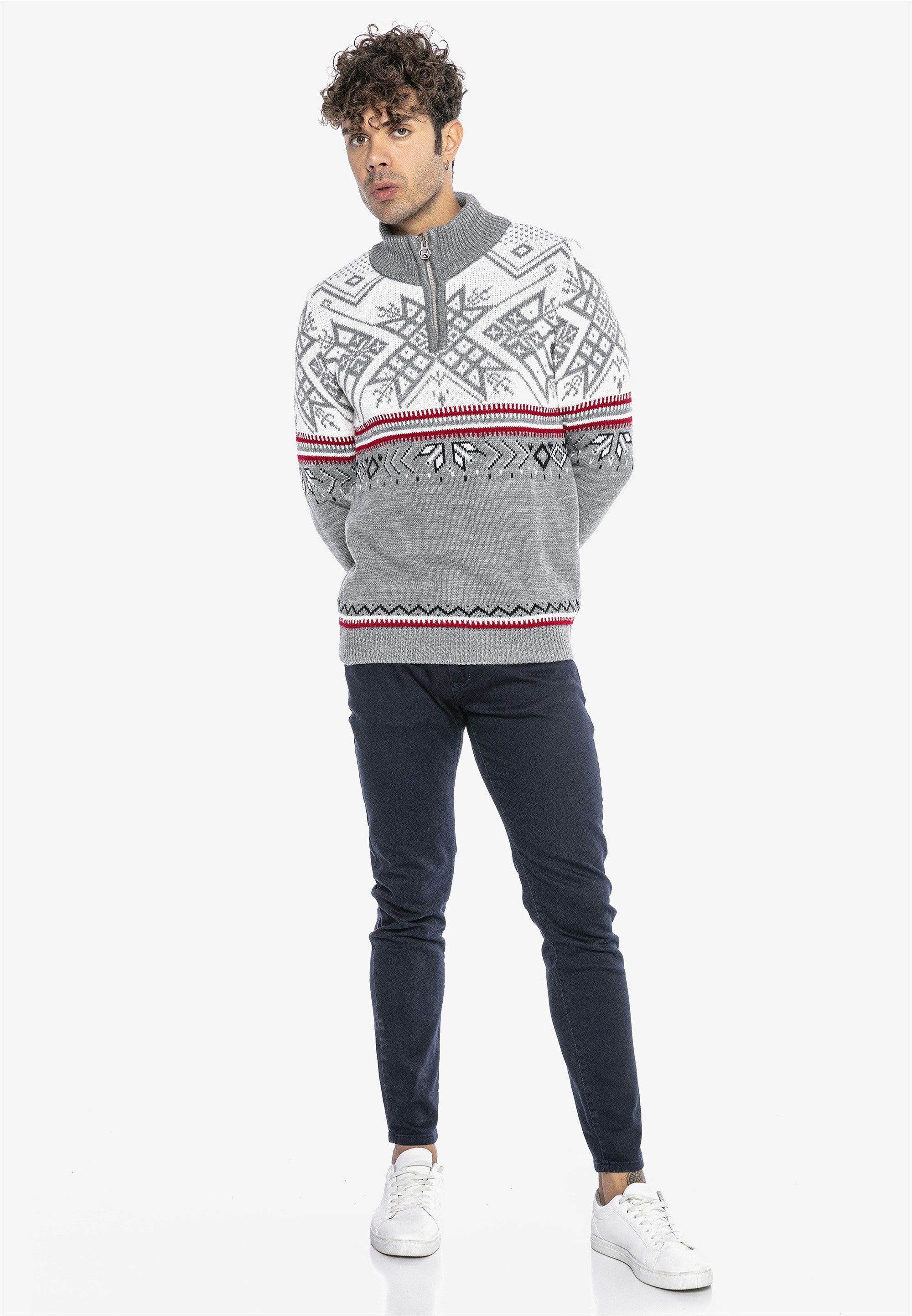 RedBridge Strickpullover Hillsboro mit Reißverschluss am hohen Kragen