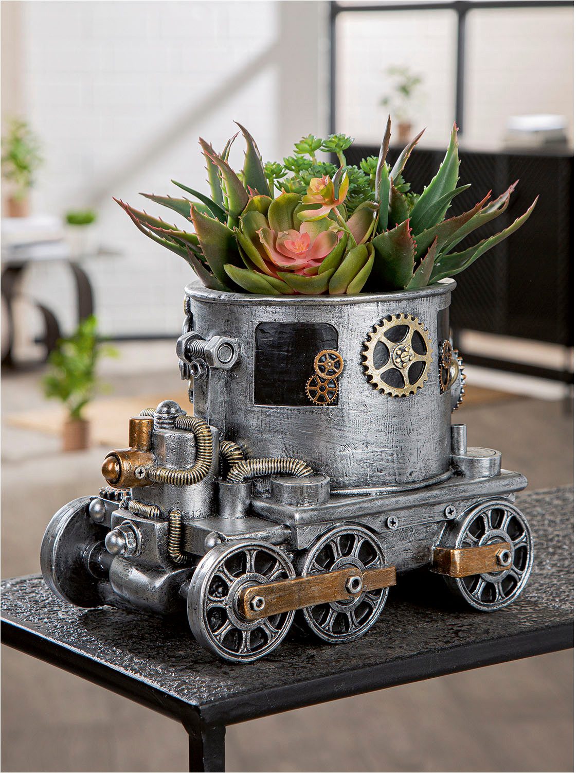 GILDE Übertopf Übertopf Lokomotive Steampunk Engine planter (1 St)