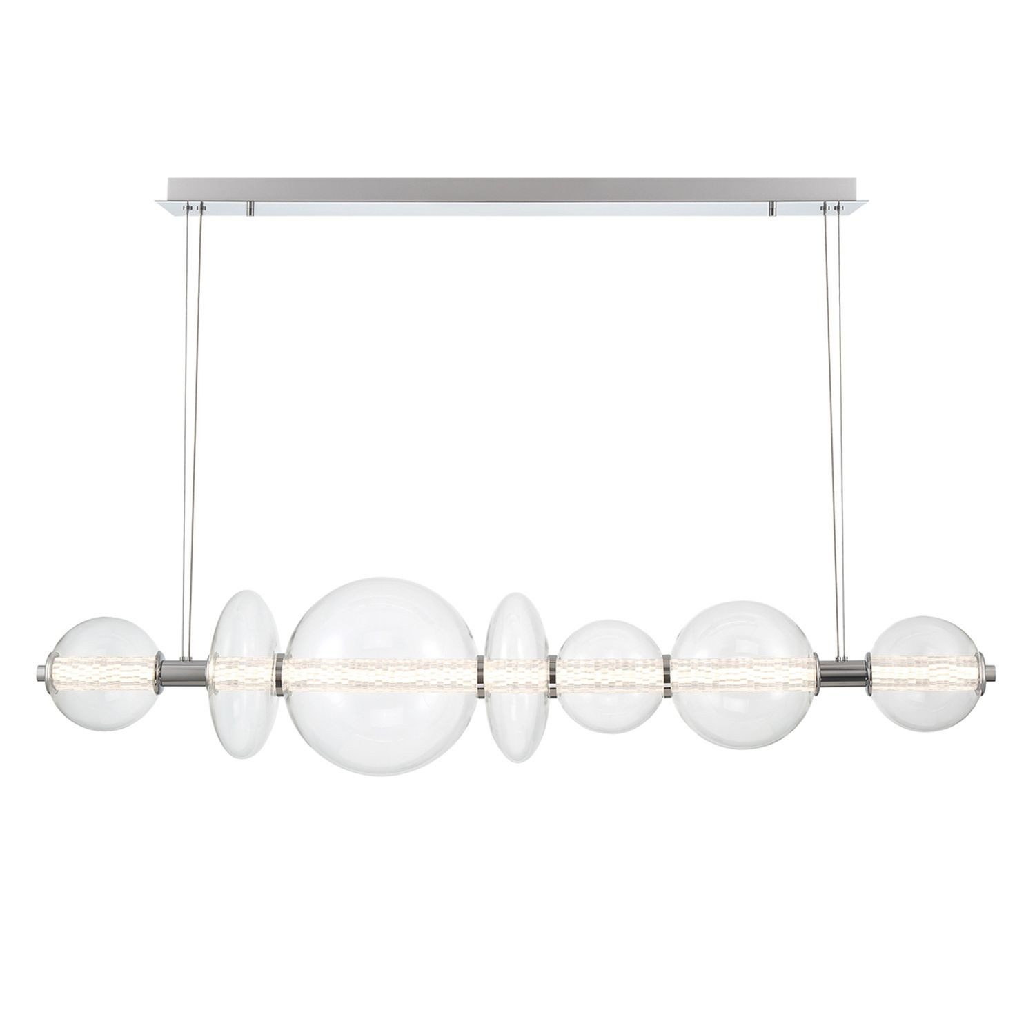 Licht-Erlebnisse Pendelleuchte ADELIN, LED, Warmweiß, LED Glas Metall 1421 cm lang H: max. 184 cm 3000 K 3586 lm Chrom