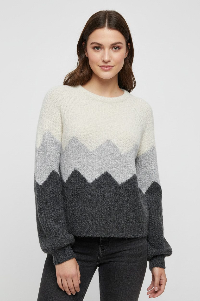 ONLY Strickpullover ONLMAE LIFE LS ZIGZAG O-NECK KNT