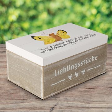 Mr. & Mrs. Panda Dekokiste 19 x 12 cm Schmetterling Zitronenfalter - Weiß - Geschenk, Holzkiste, (1 St), Einschlagscharniere