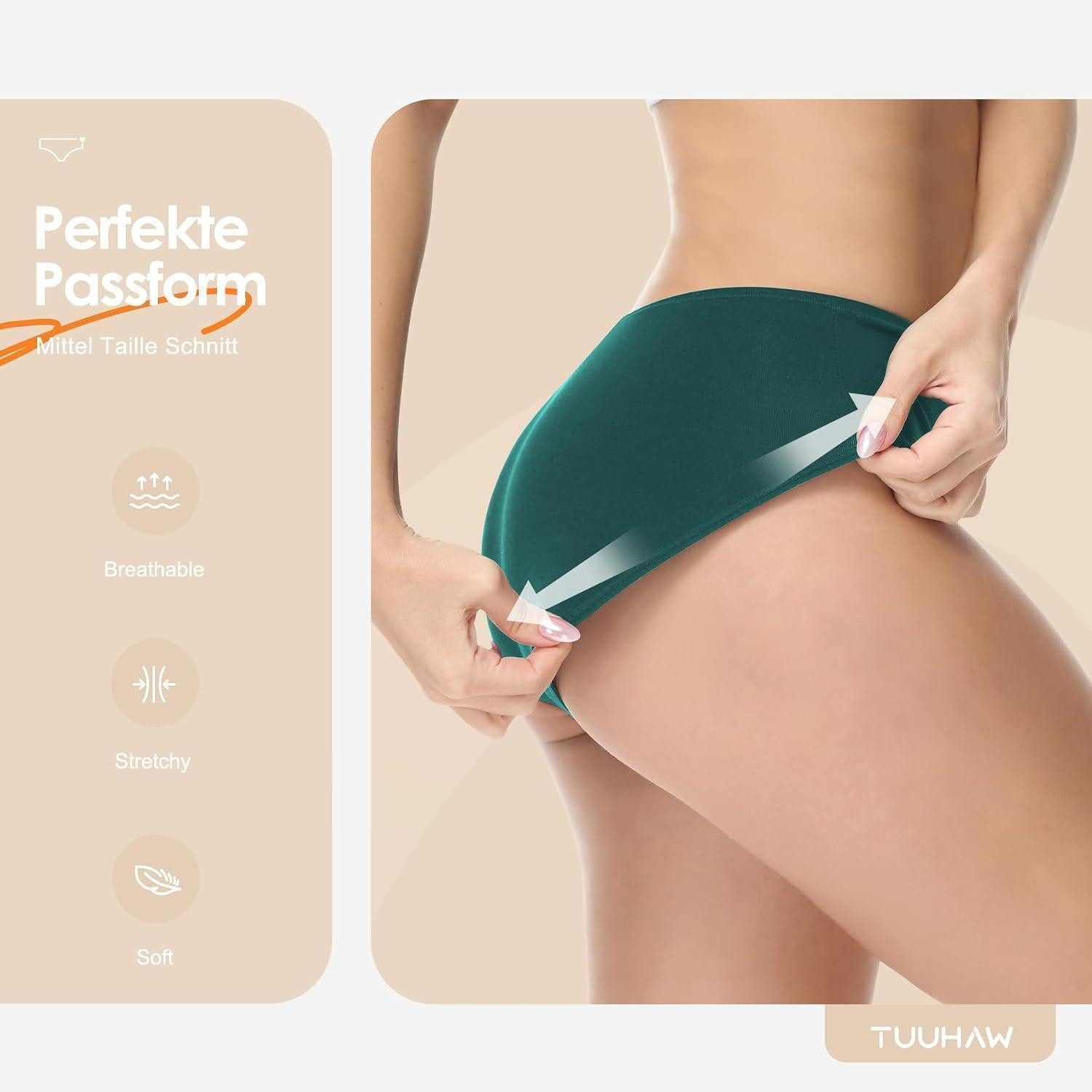 LuxusKollektion Slip Damen Slips 6er Pack Baumwolle Mittel Taille Panties M