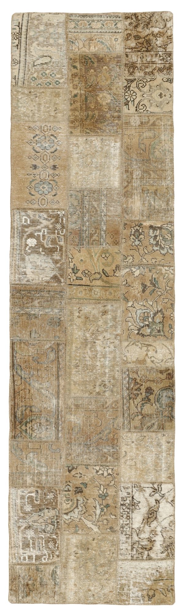 Wohnando Teppich MY-RUG Vintage Patch Work Floral & Ornamentiert 309x83cm, Läufer, Höhe: 10 mm, Handgeknüpfter Teppich,Handgesponnene Wolle, mit Naturfarben gegärbt