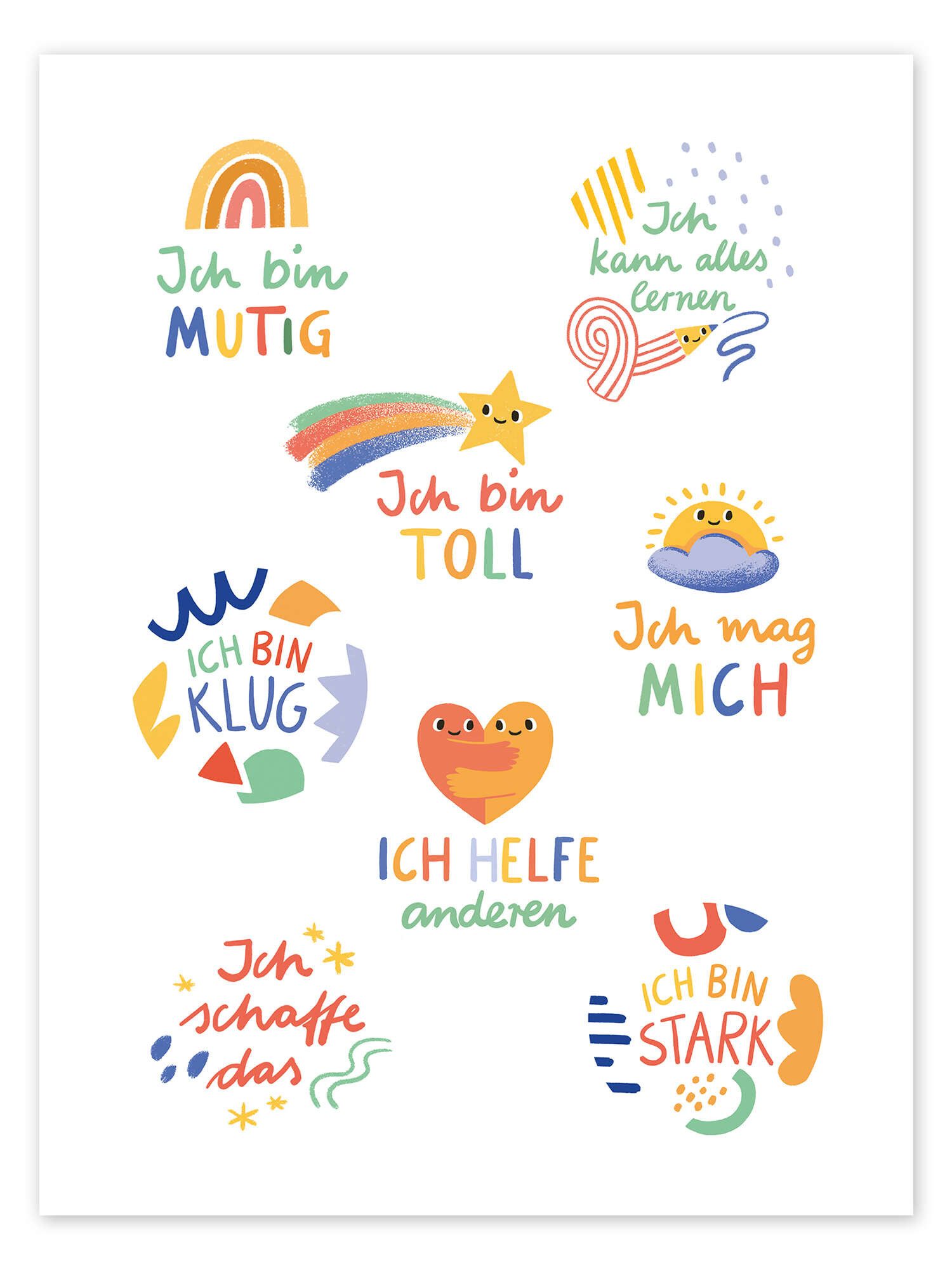 Posterlounge Wandbild Affirmationen für Kinder, Sandy Lohß, erhältlich als Poster, Leinwandbild, Wandsticker oder Acrylglasbild