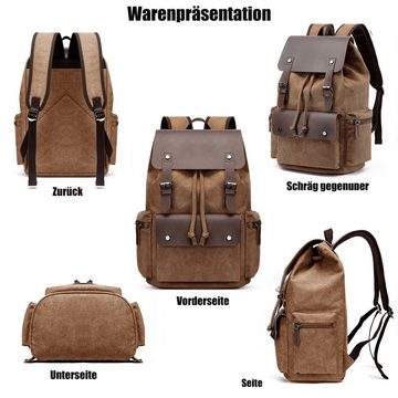 TAN.TOMI Rucksack Eleganter und lässiger Retro-Rucksack mit Laptop-Fach, mit vielen Taschen sowie