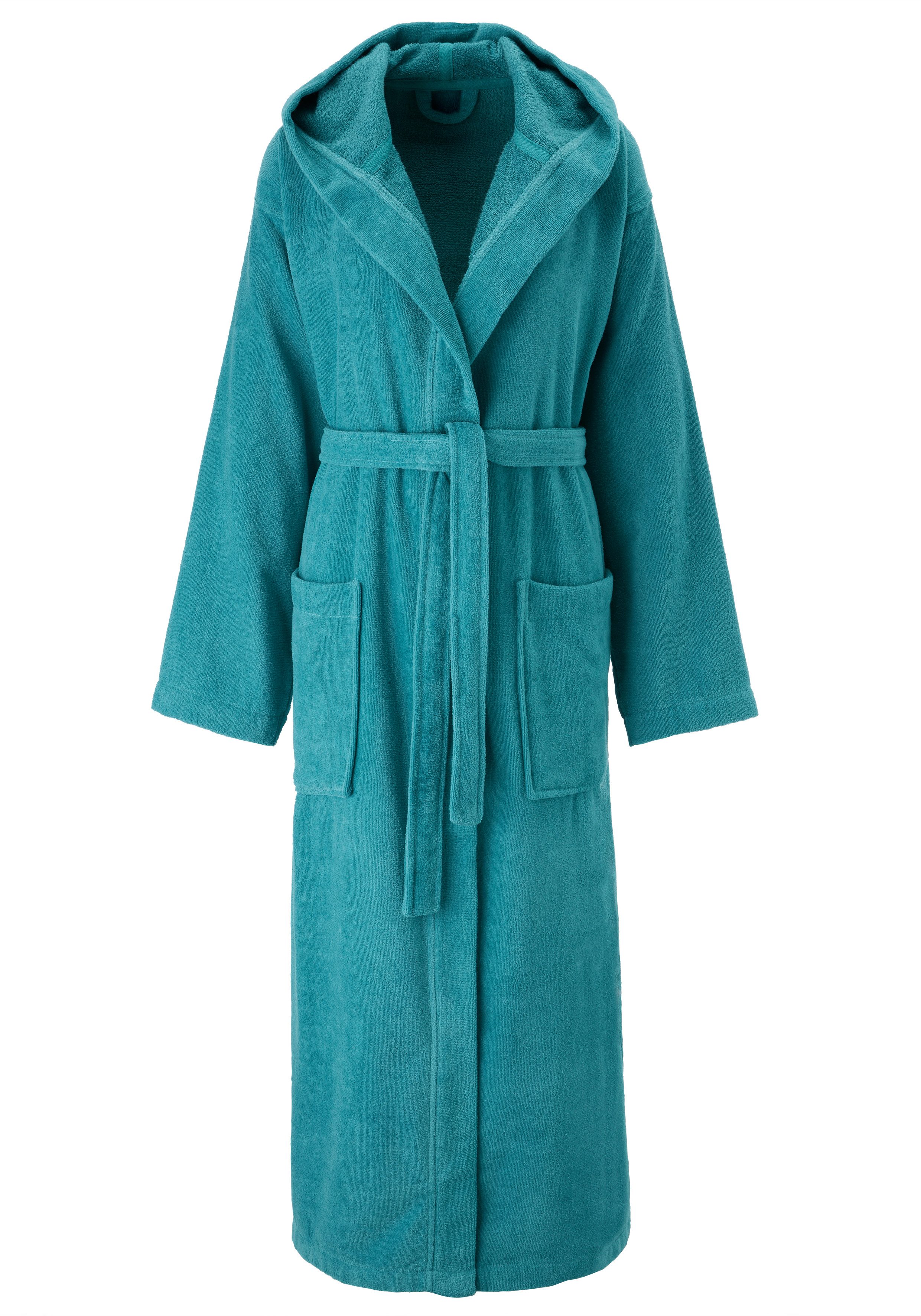 OTTO home Unisex-Bademantel Regona, Hotelbademantel, Morgenmantel, Standardlänge & Überlänge, Langform, Veloursfrottier, Kapuze, Gürtel, Damen & Herren, mit Taschen, flauschig, weich, Velours, Sauna & Spa