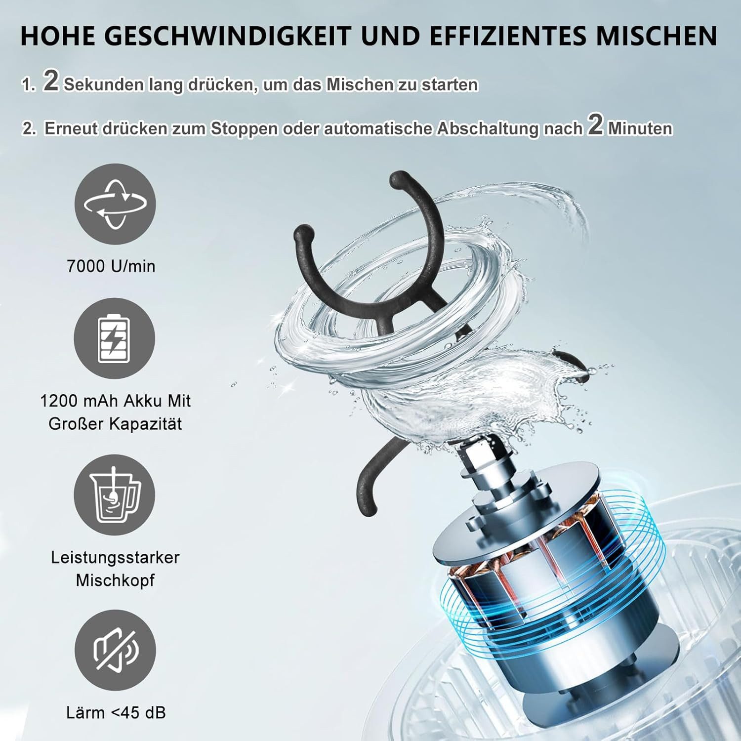 Vashoy Elektrischer Shaker 650 ML Elektrischer Shaker mit Pulverfach, BPA-freier, USB-C aufladbar, 7,4 W, Eiweiß Shaker Elektrisch für Potein Pulver und Milchshake