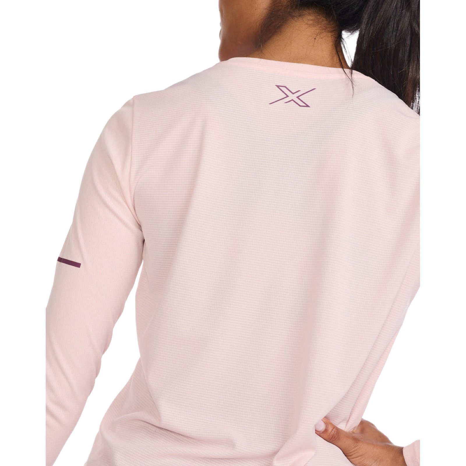 2xU Longsleeve Laufshirt Aero  X-VENT / Peach leicht Technologie Reflektierende Whip/Mulberry Reflective Logos ultra 