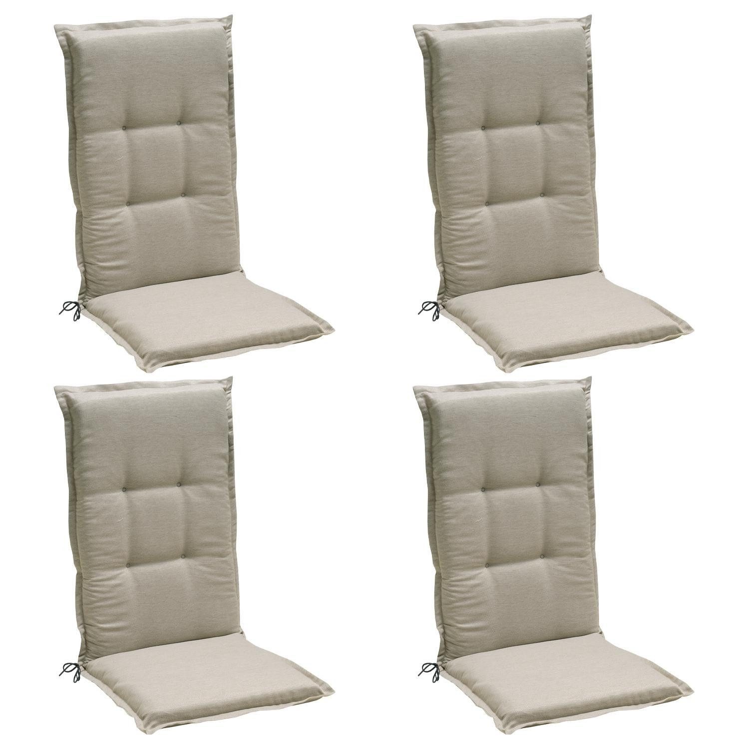 GO-DE Hochstuhlauflage CAMPO, 50 x 120 cm, Creme, Uni, Mischgewebe, (Set, 4 St), für Hochlehner-Stühle