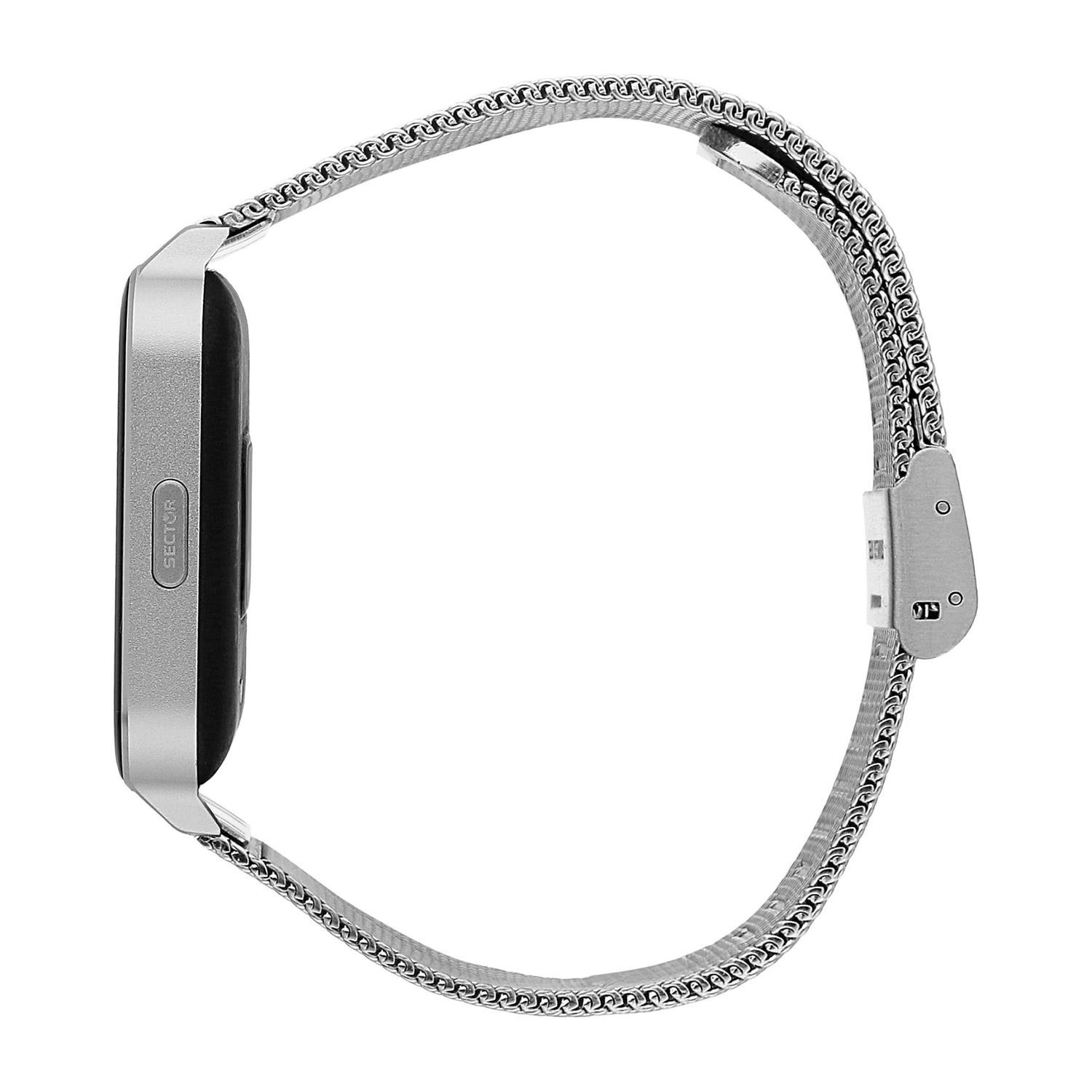 Sector Sector Herren Armbanduhr Analog-Digit Smartwatch (kompatibel ab Android 5.1+ und IOS 8.0), Analog-Digitaluhr, Herren Smartwatch rund, groß (ca. 45mm), Edelstahlarmband silber, Spor