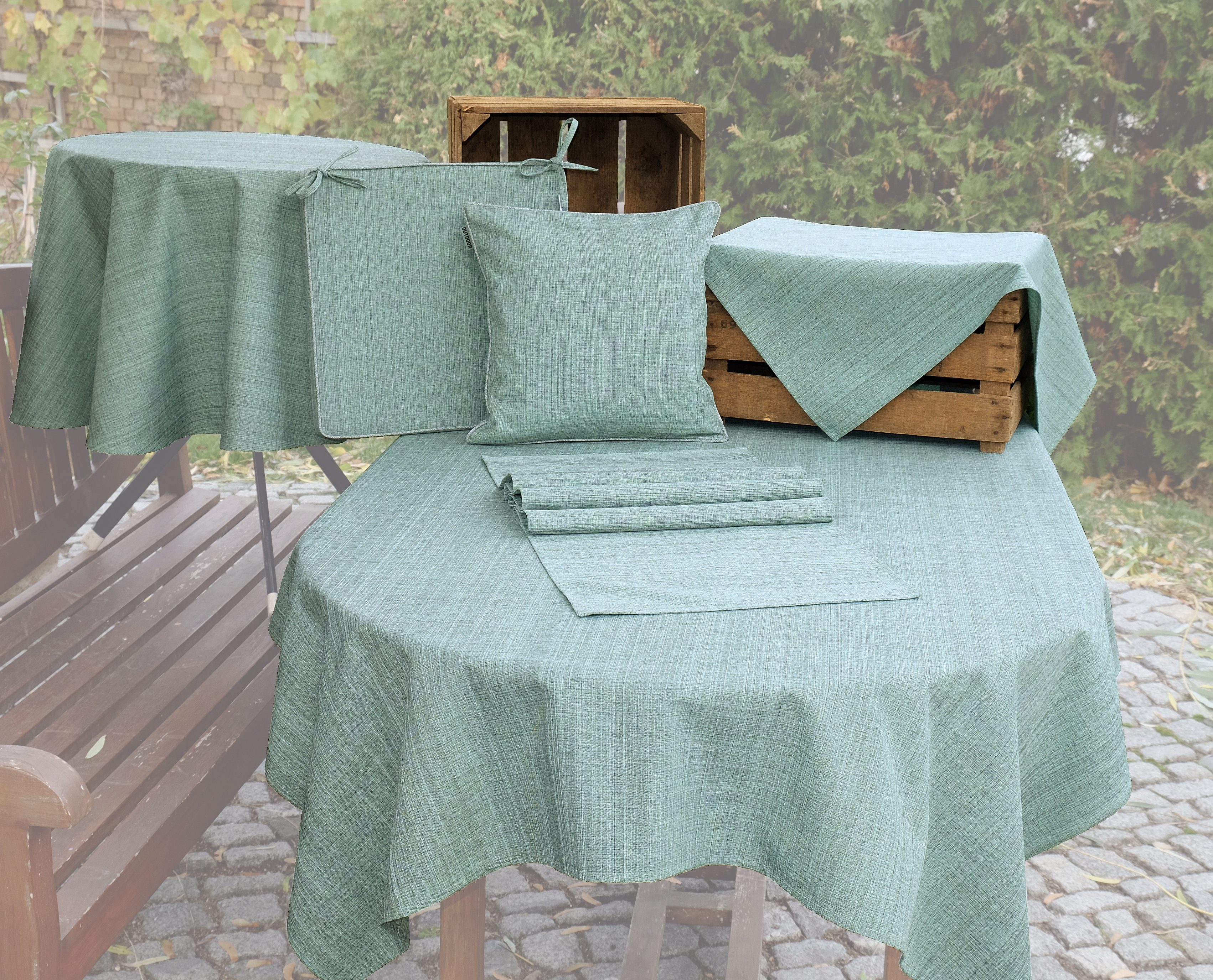 TextilDepot24 und Drinnen, mint für Outdoor wetterbeständig Tischwäsche Draussen Gartentischdecke meliert