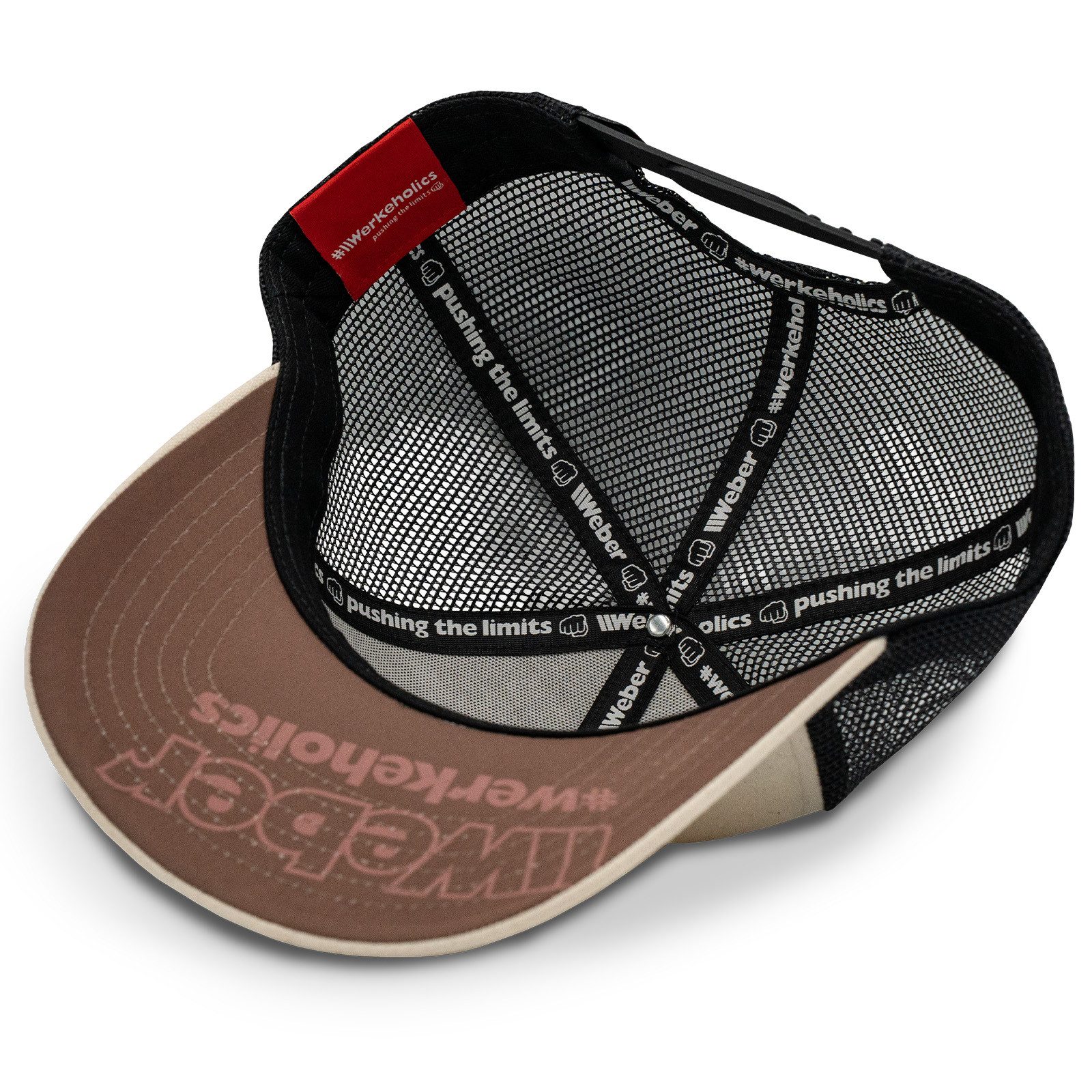 Weber GmbH Trucker Cap Mesh Baseball Cap beige schwarz (1-St) basecap, mit bedrucktem Unterschirm