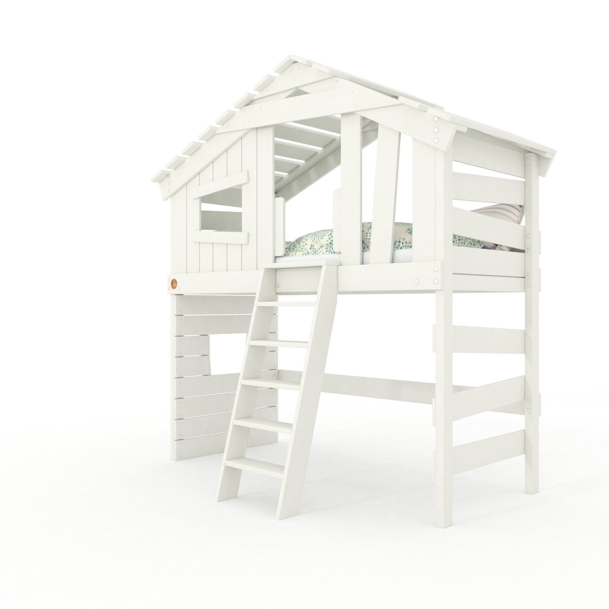 bibex Hochbett ALPIN CHALET Hochbett, Kinderbett, Doppelbett - Creme-Beige