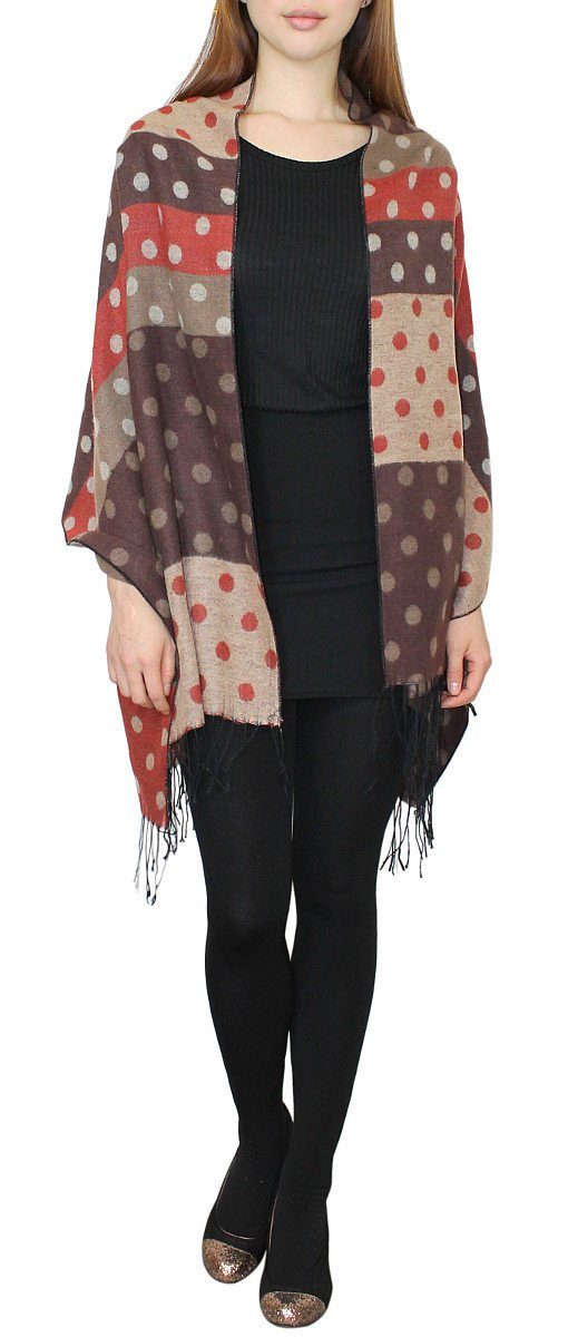 dy_mode XXL-Schal Damen Schultertuch Übergroßer Schal Stola Überwurf Bunt Gepunktet, Bunt gepunktet