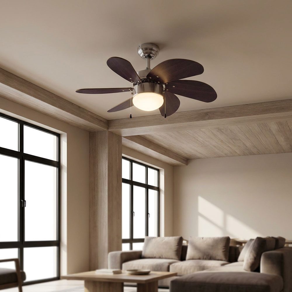 etc-shop Deckenventilator, Deckenventilator Vor-Rücklauf Zugschalter Deckenlampe Smart LED