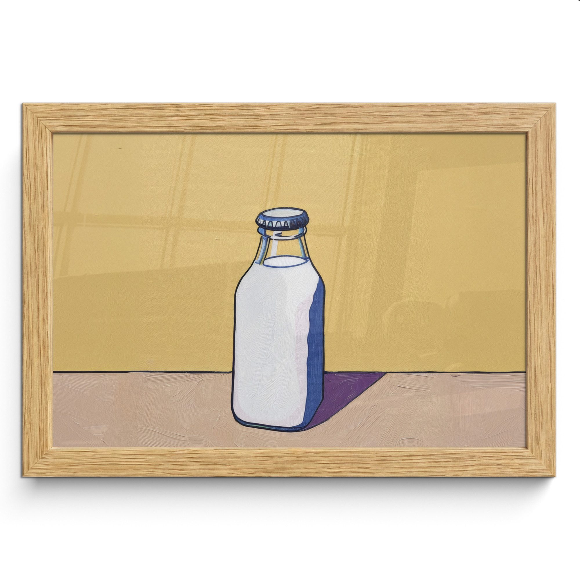 MuchoWow Poster Gläser - Flasche - Illustration - Milch, (1 St), Wandbilder, Deko Wohnzimmer Schlafzimmer, 30x20 cm
