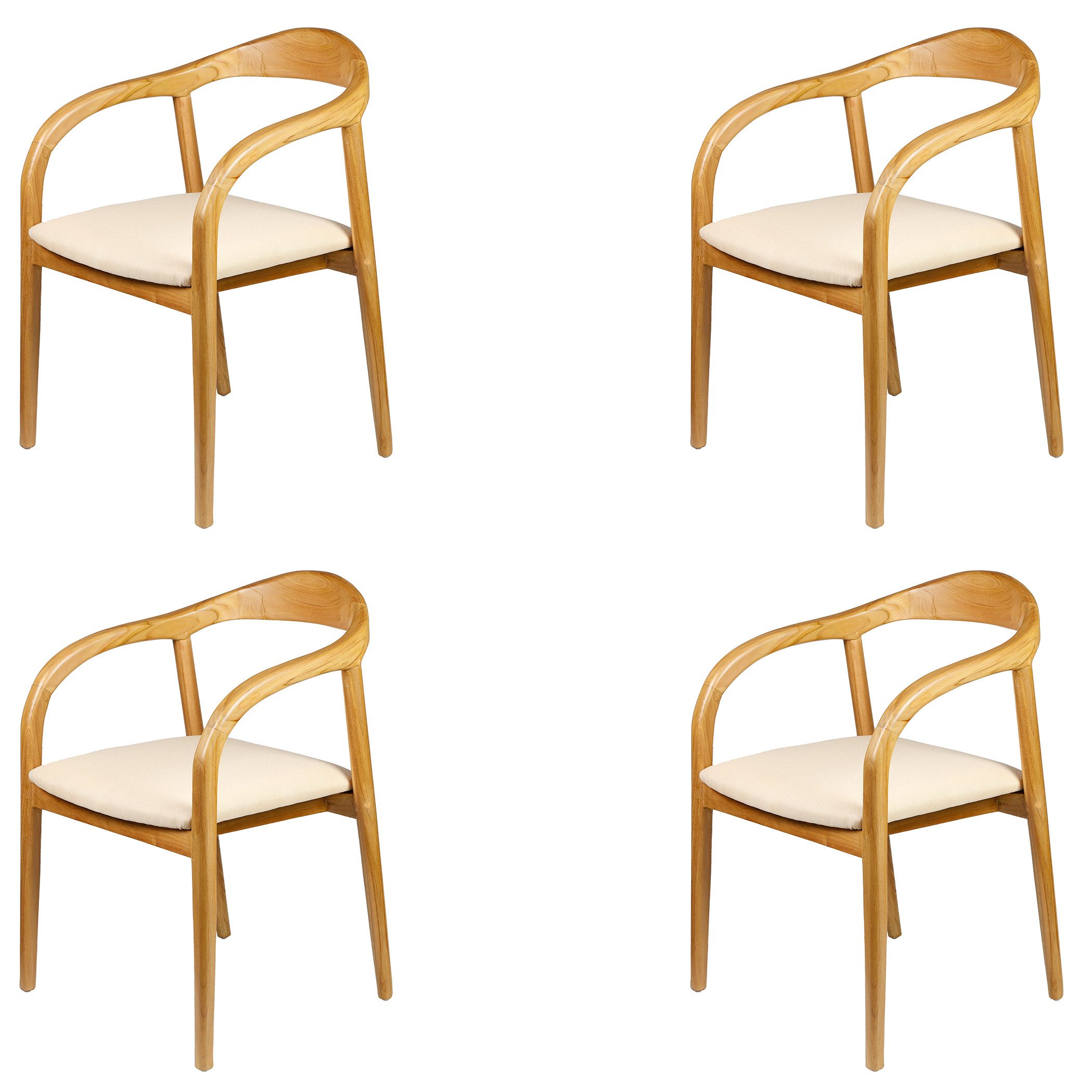 Polsterstuhl Esszimmerstuhl Natur Holz mit Armlehne Beige