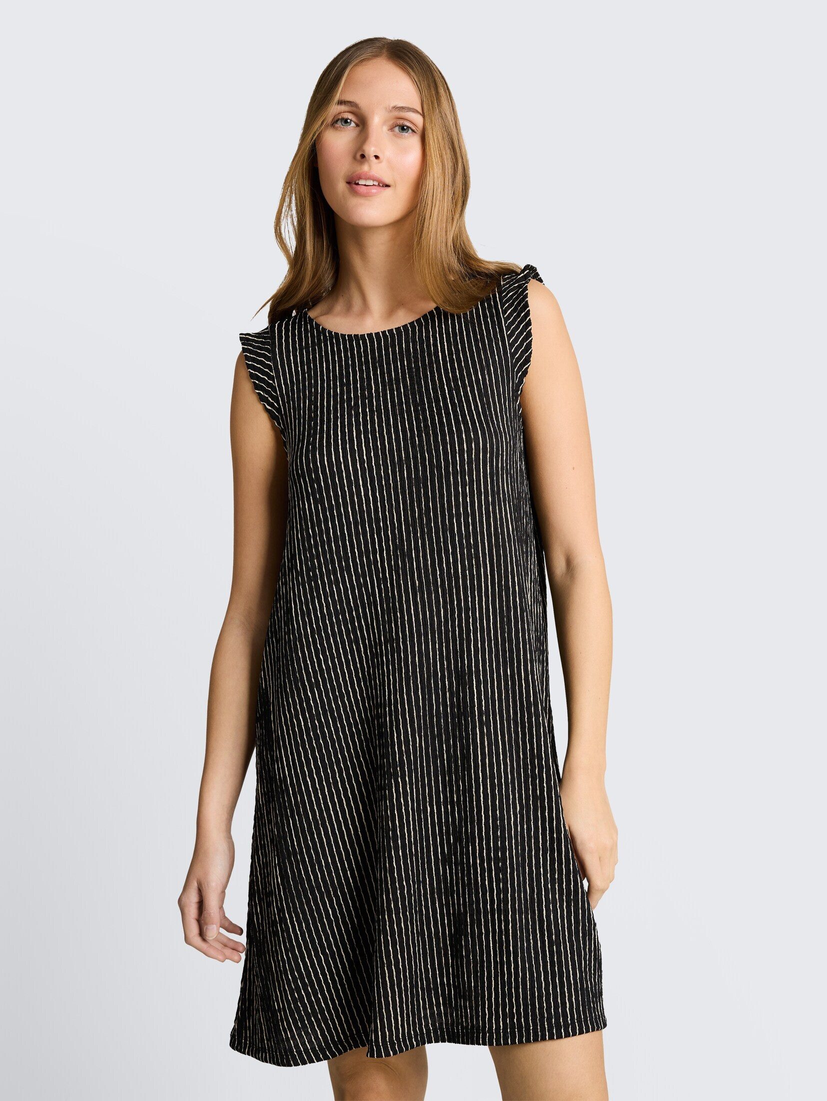 TOM TAILOR Denim Sommerkleid Kleider & Jumpsuits Crinkle Mini-Kleid mit Volantärmeln