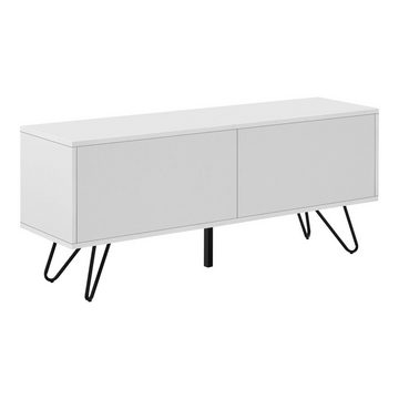 en.casa Sideboard, Bollebygd Wohnzimmerschrank 46,5 x 110 x 30 cm Weiß, 5x110x30cm Kommode mit 2 Schranktüren Weiß